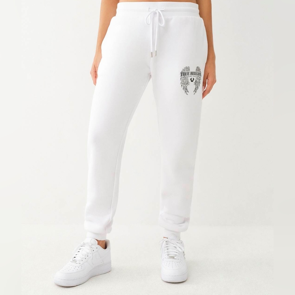 TRUE RELIGION CRYSTAL WING DRAWSTRING JOGGER- WHITE SIZE MEDIUM - Picture 2 of 9